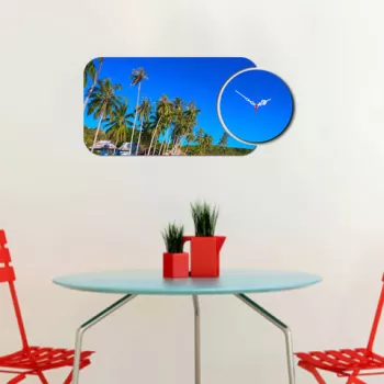 Set ceas si tablou decorativ, YMS-83, MDF , Dimensiune: 68 x 32 cm, Multicolor imagine