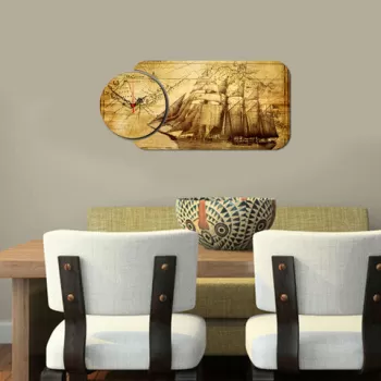 Set ceas si tablou decorativ, YMS-87, MDF , Dimensiune: 68 x 32 cm, Multicolor imagine