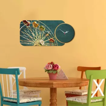 Set ceas si tablou decorativ, YMS-88, MDF , Dimensiune: 68 x 32 cm, Multicolor imagine