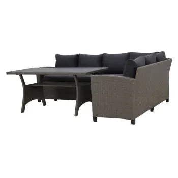 Set coltar de gradina/terasa 3 piese, cu spatiu de depozitare Baxter, 179x67x73 cm/ 145x74x67 cm, otel/poliester, gri/negru imagine
