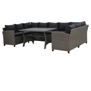 Set coltar de gradina/terasa 4 piese, cu spatiu de depozitare Baxter, 165x67x73 cm/ 120x82x67 cm, otel/ratan, gri/negru imagine