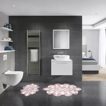 Set covoras de baie (2 bucati), Alanur Home, 21010215PU, Poliester, Roz pudra imagine