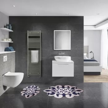 Set covoras de baie (2 bucati), Alanur Home, 21010215SY, Poliester, Roz / Albastru Marin imagine