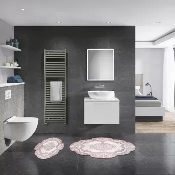 Set covoras de baie (2 bucati), Alanur Home, 21010715PU, Poliester, Roz pudra imagine