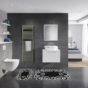 Set covoras de baie (2 bucati), Alanur Home, 21010915SY, Poliester, Alb negru imagine