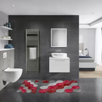 Set covoras de baie (2 bucati), Alanur Home, 21011715KZ, Poliester, Rosu imagine