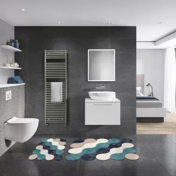 Set covoras de baie (2 bucati), Alanur Home, 21011715MA, Poliester, Albastru imagine