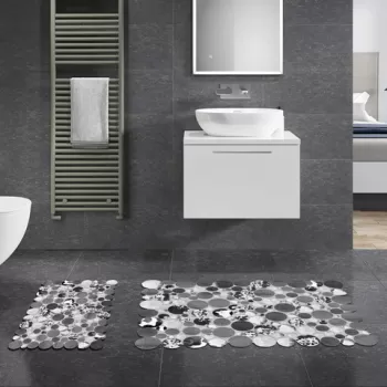 Set covoras de baie (2 bucati), Alanur Home, 21013015GR, Poliester, Gri imagine