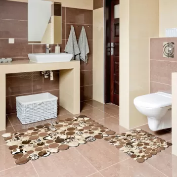 Set covoras de baie (2 bucati), Alanur Home, 21013015KA, Poliester, Maro imagine