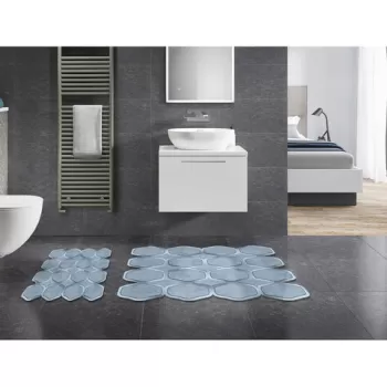 Set covoras de baie (2 bucati), Alanur Home, 21014615MV, Poliester, Albastru imagine