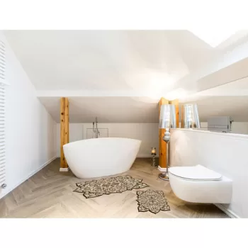 Set covoras de baie (2 bucati), Alanur Home, 21015315KA, Poliester, Maro imagine