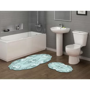 Set covoras de baie (2 bucati), Alanur Home, 21015815MV, Poliester, Albastru imagine