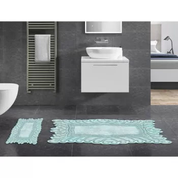 Set covoras de baie (2 bucati), Alanur Home, 21016115MV, Poliester, Albastru imagine