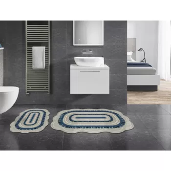 Set covoras de baie (2 bucati), Alanur Home, 21016415KM, Poliester, Albastru imagine