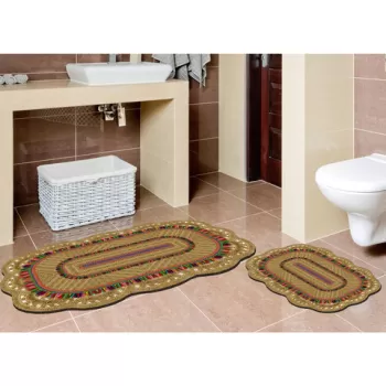 Set covoras de baie (2 bucati), Alanur Home, 21017215KA, Poliester, Crem imagine