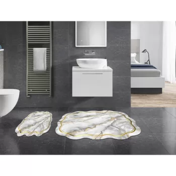 Set covoras de baie (2 bucati), Alanur Home, 21018815GR, Poliester, Gri imagine