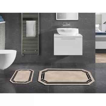 Set covoras de baie (2 bucati), Alanur Home, 21020815BJ, Poliester, Crem imagine