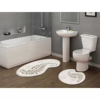 Set covoras de baie (2 bucati), Alanur Home, 210FG41115KR, Poliester, Crem imagine