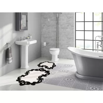 Set covoras de baie (2 bucati), Alanur Home, 210FG41615SY, Poliester, Alb negru imagine