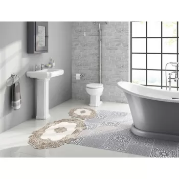 Set covoras de baie (2 bucati), Alanur Home, 210FG41715KR, Poliester, Crem imagine