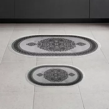 Set covoras de baie (2 bucati), Alanur Home, 410602-O, Poliester, Gri imagine