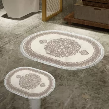 Set covoras de baie (2 bucati), Alanur Home, 410602-O, Poliester, Maro imagine