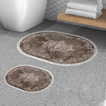 Set covoras de baie (2 bucati), Alanur Home, 410616-O, Poliester, Maro imagine