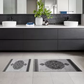 Set covoras de baie (2 bucati), Alanur Home, 510602, Poliester, Gri imagine