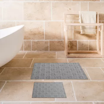 Set covoras de baie (2 bucati), Alanur Home, 510605, Poliester, Gri imagine