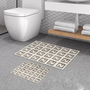 Set covoras de baie (2 bucati), Alanur Home, 510606, Poliester, Bej / nurca imagine