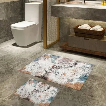 Set covoras de baie (2 bucati), Alanur Home, 510609, Poliester, Multicolor imagine