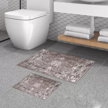 Set covoras de baie (2 bucati), Alanur Home, 510610, Poliester, Maro imagine