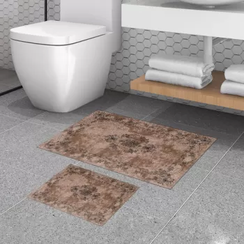 Set covoras de baie (2 bucati), Alanur Home, 510611, Poliester, Maro imagine