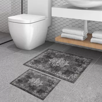 Set covoras de baie (2 bucati), Alanur Home, 510616, Poliester, Gri imagine