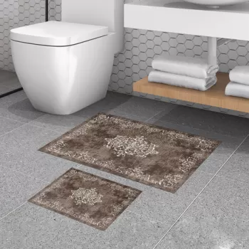 Set covoras de baie (2 bucati), Alanur Home, 510616, Poliester, Maro imagine