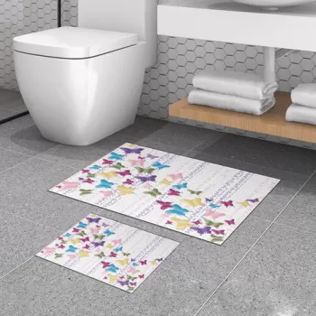 Set covoras de baie (2 bucati), Alanur Home, 510622, Poliester, Multicolor imagine