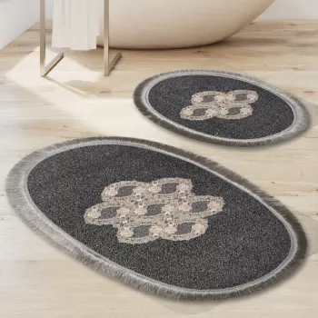 Set covoras de baie (2 bucati), Alanur Home, ALN_E4_817-?HRACAT000013, Poliester, Antracit imagine