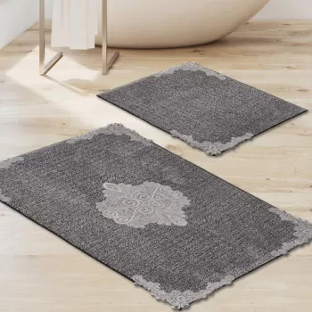 Set covoras de baie (2 bucati), Alanur Home, cot-klzt5-31, Poliester, Antracit imagine