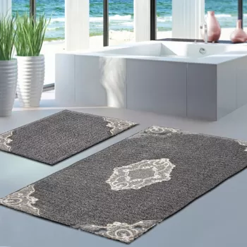 Set covoras de baie (2 bucati), Alanur Home, cot-klzt5-40, Poliester, Antracit imagine