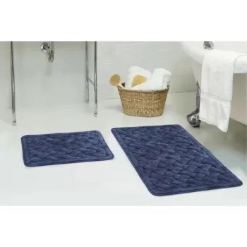 Set covoras de baie (2 bucati), Alanur Home, COTTONKT000198, Bumbac, Albastru inchis imagine