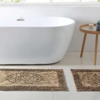 Set covoras de baie (2 bucati), Alanur Home, COTTONKT000209, Bumbac, Maro imagine