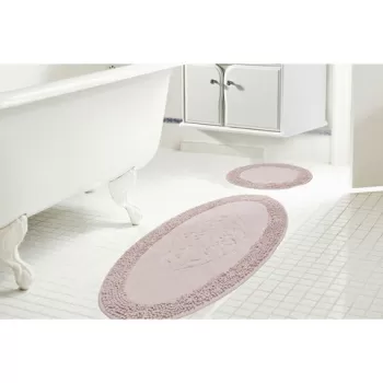 Set covoras de baie (2 bucati), Alanur Home, COTTONKT000416, Bumbac, Roz pudra imagine