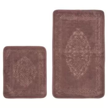 Set covoras de baie (2 bucati), Alanur Home, COTTONKT000794, Bumbac, Maro imagine