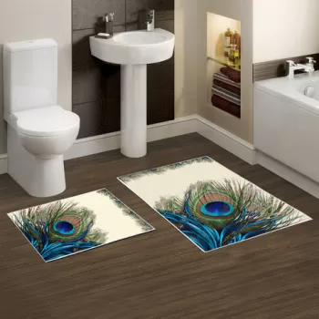 Set covoras de baie (2 bucati), Alanur Home, KT410, Poliester, Multicolor imagine