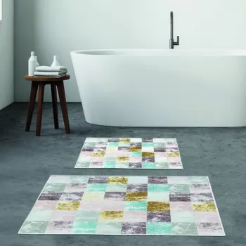 Set covoras de baie (2 bucati), Alanur Home, KT411, Poliester, Multicolor imagine