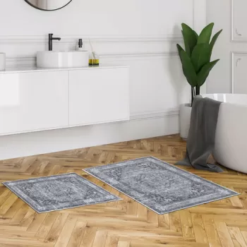 Set covoras de baie (2 bucati), Alanur Home, KT412, Poliester, Multicolor imagine