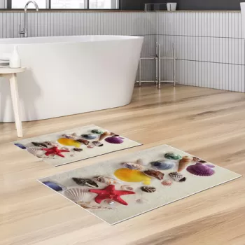 Set covoras de baie (2 bucati), Alanur Home, KT413, Poliester, Multicolor imagine