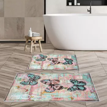 Set covoras de baie (2 bucati), Alanur Home, KT417, Poliester, Multicolor imagine