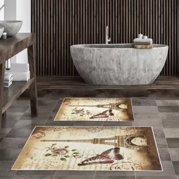 Set covoras de baie (2 bucati), Alanur Home, KT419, Poliester, Multicolor imagine