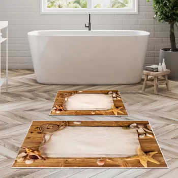 Set covoras de baie (2 bucati), Alanur Home, KT425, Poliester, Multicolor imagine